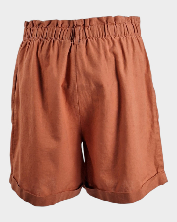 Pantaloni scurti din in si bumbac old rose marimea 38 [4]