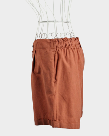 Pantaloni scurti din in si bumbac old rose marimea 38 [3]