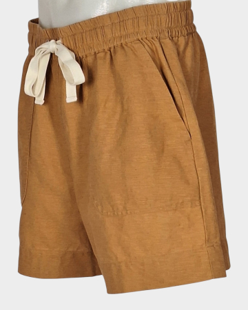 Caramia – Pantaloni scurți Sussan din blend de in și bumbac camel damă [1]