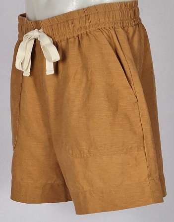 Caramia – Pantaloni scurți Sussan din blend de in și bumbac camel damă [1]