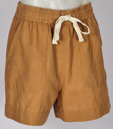 Caramia – Pantaloni scurți Sussan din blend de in și bumbac camel damă [3]