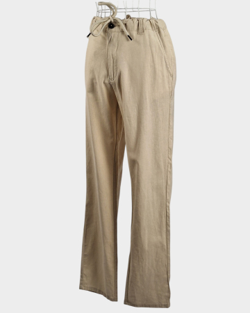 Pantaloni - Pantaloni SU Straight Up din in și bumbac bej