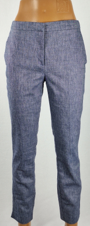 Pantaloni - Pantaloni Zara albastru melanj din amestec cu in