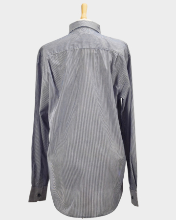 Pierre Cardin cămașă dungi fine bleumarin alb buzunar brodat L [2]
