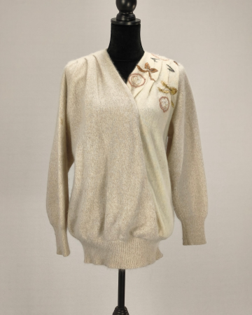 Pulover 1PULL Made in Italy 40% angora 40% lână cu broderie M L [2]
