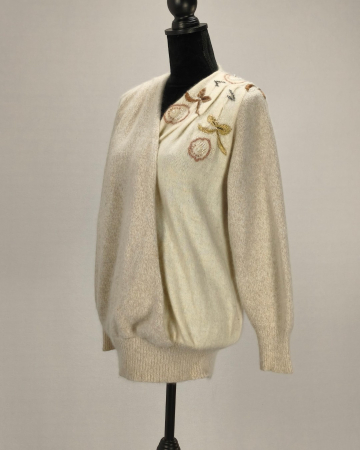 Pulover 1PULL Made in Italy 40% angora 40% lână cu broderie M L [1]