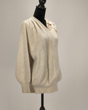 Pulover 1PULL Made in Italy 40% angora 40% lână cu broderie M L [4]