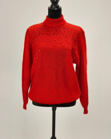 Pulover artizanal corai blend de mohair cu mărgele [1]