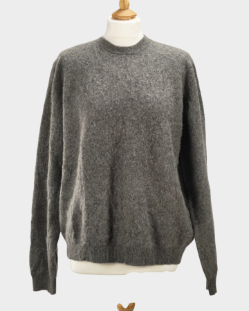 Pulovere și tricotaje - Pulover gri melanj din 100% cașmir cu decolteu rotund L-XL