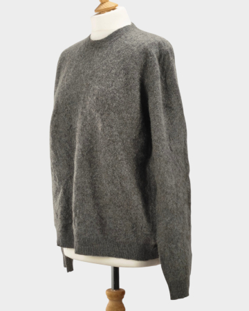 Pulover gri melanj din 100% cașmir cu decolteu rotund L-XL [1]