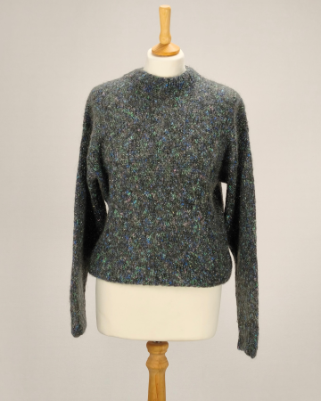 Pulovere și cardigane - Pulover Gröben gri 30% mohair cu fir metalic M–L