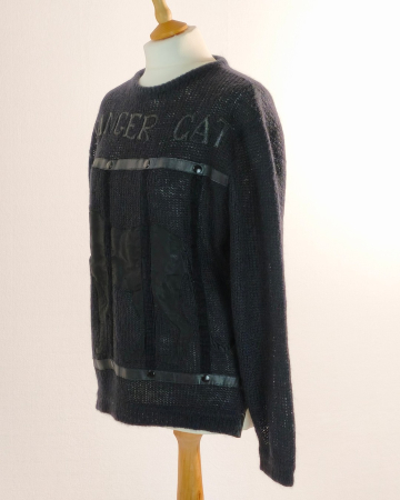 Pulover Iceberg Danger Cat negru 67% mohair lână și piele L [1]