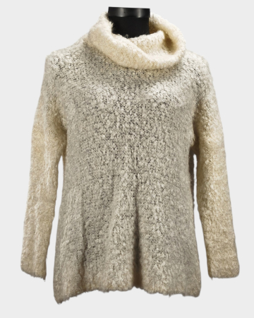 Femei - Pulover Ling Ling ivoire din blend de mohair, cu guler amplu, L–XL