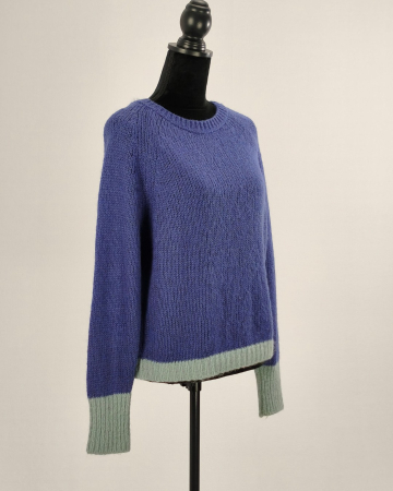 Pulover MAX&Co. by Max Mara indigo cu margini bleu, blend mohair și lână M [3]