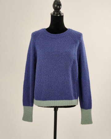 Pulovere și cardigane - Pulover MAX&Co. by Max Mara indigo cu margini bleu, blend mohair și lână M