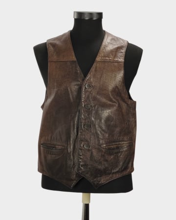 Veste - Vestă Raberg din piele maro dublată, cu nasturi