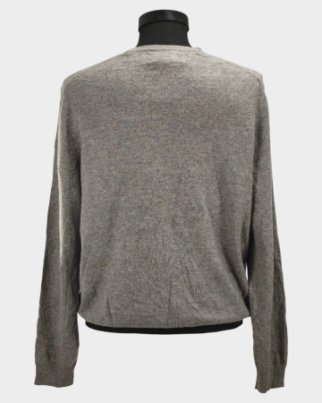 Pulover Reserve gri melanj din 100% cașmir cu decolteu în V XL [2]