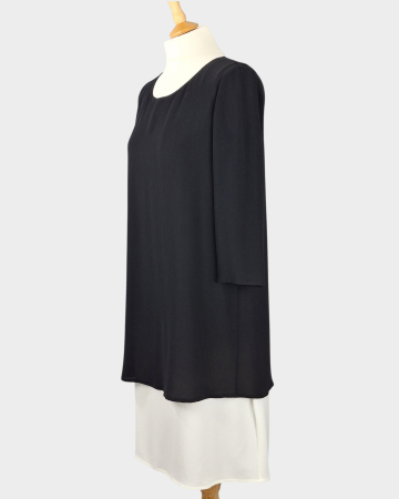 Rochie Armani Jeans alb-negru cu suprapunere fluidă [1]