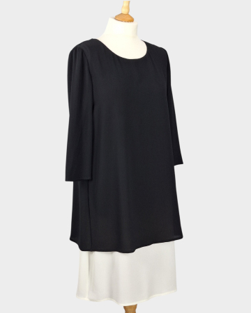 Rochie Armani Jeans alb-negru cu suprapunere fluidă [4]
