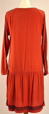 Rochie midi boho rosu caramiziu viscoza bumbac broderie M-L [5]