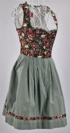 Rochii - Rochie-dirndl-Kruger-Madl-100-bumbac-florala-verde-Caramia