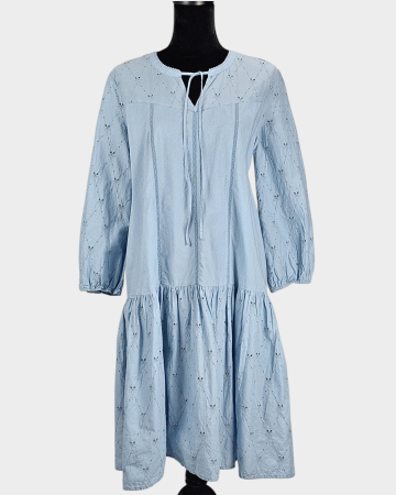 Femei - Caramia – Rochie Esprit 100% bumbac cu broderie anglaise bleu
