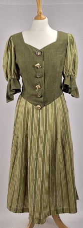 Rochii - Rochie Hagro stil Dirndl verde salvie cu nasturi
