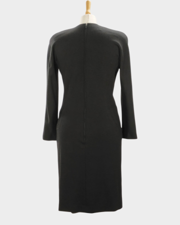 Rochie Luisa Spagnoli neagră din blend de lână cu umeri structurați [2]