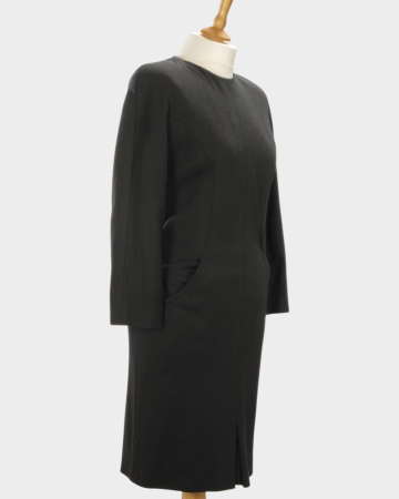 Rochie Luisa Spagnoli neagră din blend de lână cu umeri structurați [3]