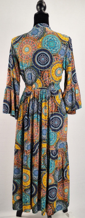 Rochie maxi Made in Italy 100 vascoza imprimeu ornamental multicolor M-L [5]