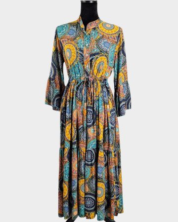 Rochii - Rochie maxi Made in Italy 100 vascoza imprimeu ornamental multicolor M-L