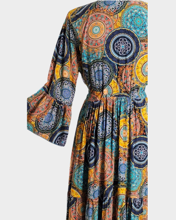 Rochie maxi Made in Italy 100 vascoza imprimeu ornamental multicolor M-L [1]