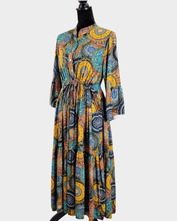 Rochie maxi Made in Italy 100 vascoza imprimeu ornamental multicolor M-L [2]