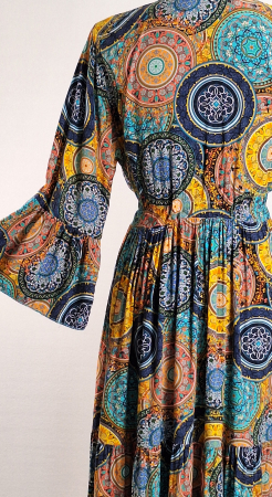 Rochie maxi Made in Italy 100 vascoza imprimeu ornamental multicolor M-L [6]