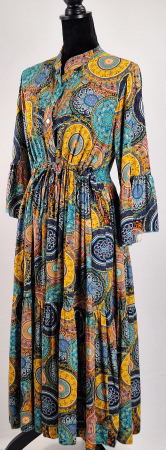 Rochie maxi Made in Italy 100 vascoza imprimeu ornamental multicolor M-L [1]