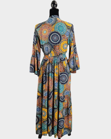 Rochie maxi Made in Italy 100 vascoza imprimeu ornamental multicolor M-L [4]