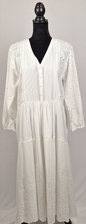 Rochii - Rochie maxi Zara din bumbac alb cu broderie anglaise