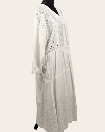 Rochie maxi Zara din bumbac alb cu broderie anglaise [5]