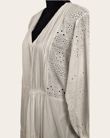 Rochie maxi Zara din bumbac alb cu broderie anglaise [1]