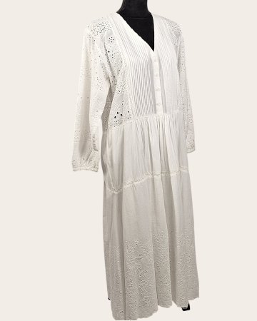 Rochie maxi Zara din bumbac alb cu broderie anglaise [3]