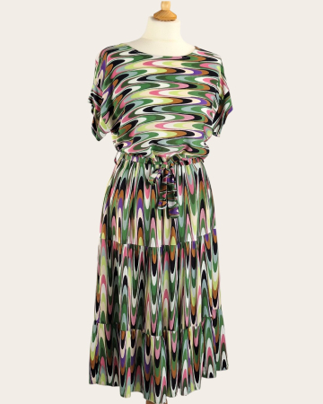 Rochii - Rochie midi Made in Italy 100 vascoza imprimeu abstract retro M-L