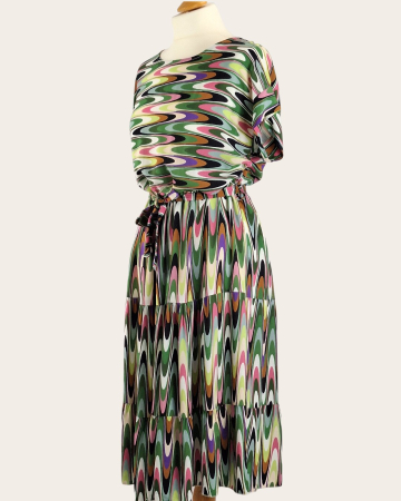 Rochie midi Made in Italy 100 vascoza imprimeu abstract retro M-L [2]