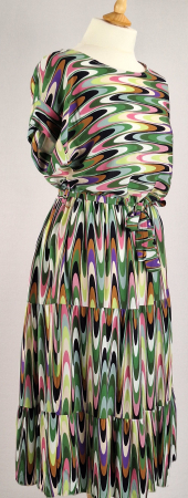 Rochie midi Made in Italy 100 vascoza imprimeu abstract retro M-L [3]