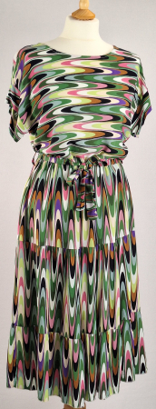 Rochii - Rochie midi Made in Italy 100 vascoza imprimeu abstract retro M-L