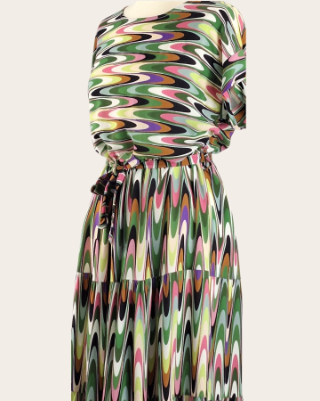 Rochie midi Made in Italy 100 vascoza imprimeu abstract retro M-L [1]