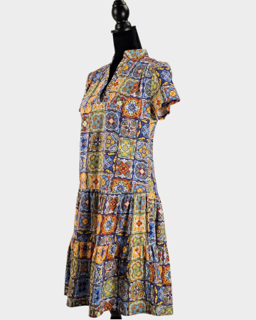 Rochie midi Vanda 100 bumbac imprimeu majolica marimea 38 [2]