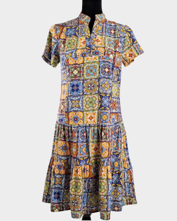 Rochii - Rochie midi Vanda 100 bumbac imprimeu majolica marimea 38