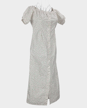 Rochie florală premium MONKL cu nasturi frontali și mâneci bufante [1]