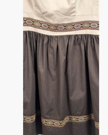 Rochie Myakos din bumbac crem și maro cu inserții decorative [1]