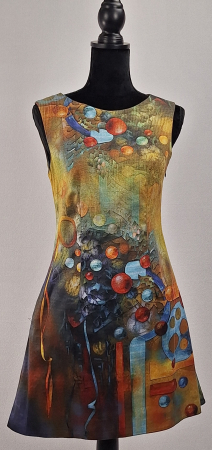 Rochii - Rochie Sonjaline bumbac elastic cu imprimeu artistic abstract